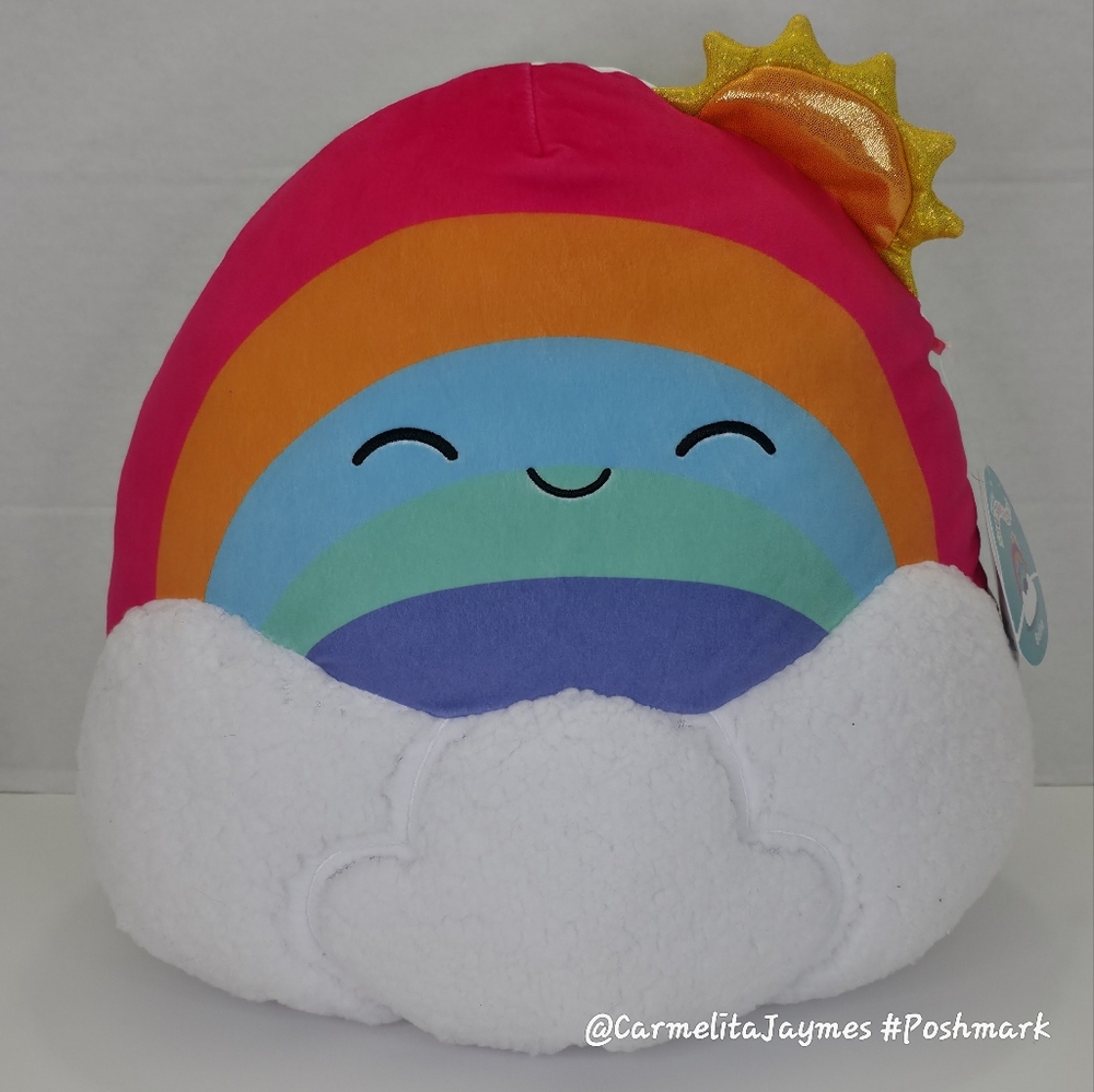 BELINA 🌈⛅ Excl. 14" Rainbow w Iridescent Sun & Fluffy Clouds Squishmallow NWT